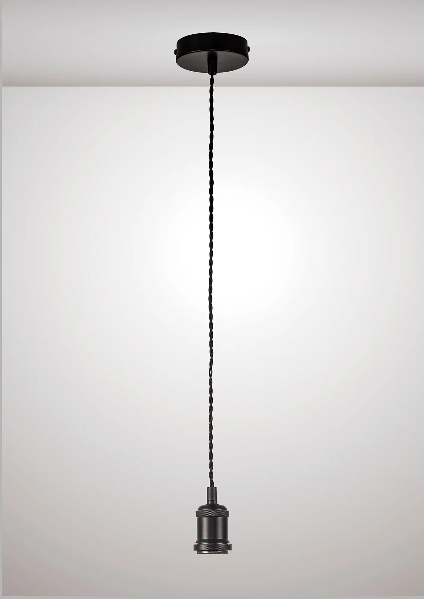 Dreifa 1.5m Single Pendant, 1 x E27, Matt Black/Black Twisted Cable (Maximum Load 1.5kg) D0627  Deco Dreifa Pendant